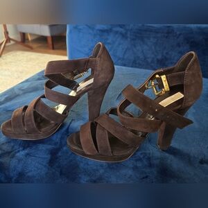 Michael Kors MADELINE strapped suede sandals Made in Italy Coffe Brown size 7 EC